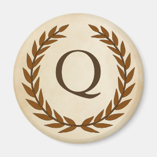 Laurel Wreath on Parchment Monogram Initial Q Magnet