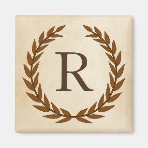 Laurel Wreath on Parchment Monogram Initial R Magnet