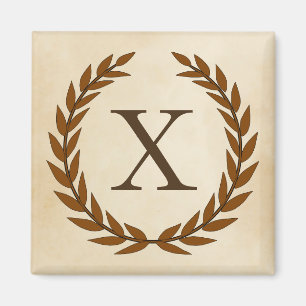 Laurel Wreath on Parchment Monogram Initial X Magnet