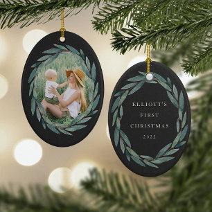 Laurel Wreath   Photo & Caption Christmas Ceramic Tree Decoration