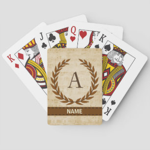 Laurel Wreath Sheet Music Monogram Initial A Playing Cards
