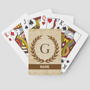 Laurel Wreath Sheet Music Monogram Initial G Playing Cards