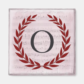 Laurel Wreath Sheet Music Monogram Initial O Magnet