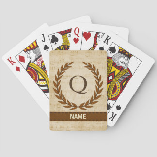 Laurel Wreath Sheet Music Monogram Initial Q Playing Cards