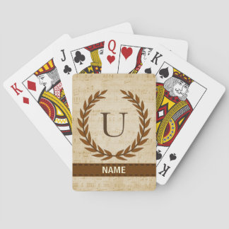 Laurel Wreath Sheet Music Monogram Initial U Playing Cards