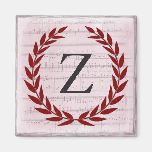 Laurel Wreath Sheet Music Monogram Initial Z Magnet