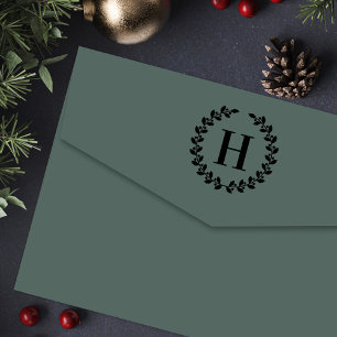 Laurel Wreath Single Initial Monogram Self-inking Stamp