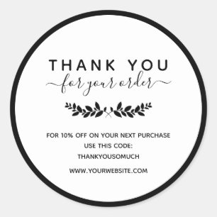 Laurel Wreath Thank You For Order Classic Round Sticker