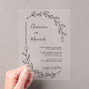 Laurel Wreath Wedding Acrylic Invitations