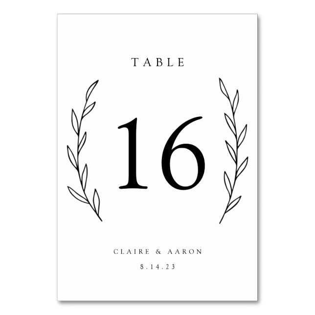 Laurel Wreath Wedding Set | Table Numbers (Front)