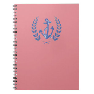 Laurel Wreath with blue anchor and rope Spiral Notebook