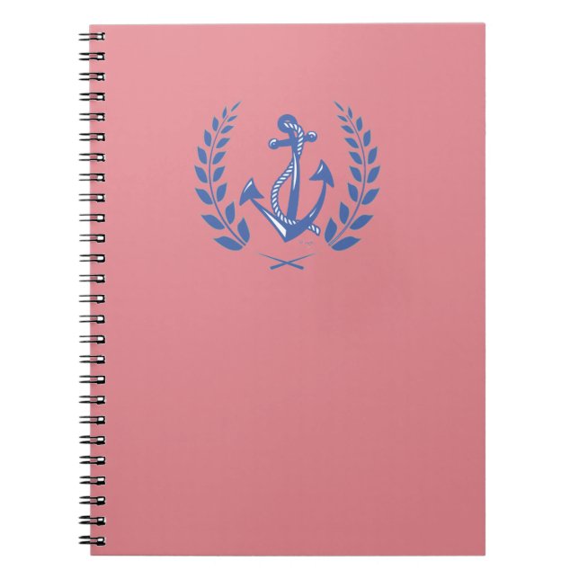 Laurel Wreath with blue anchor and rope Spiral Notebook (Front)