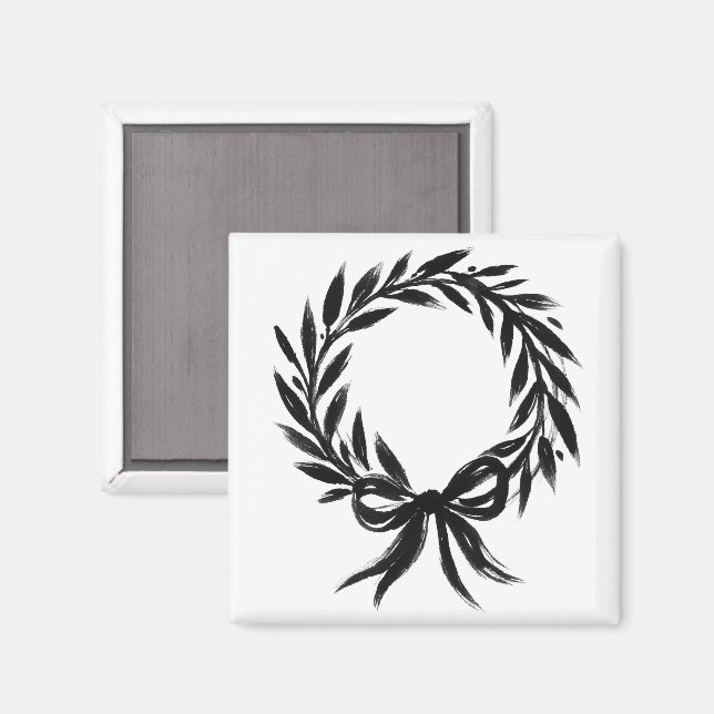 Laurel Wreath with Bow – Botanical Emblem on  Magnet (Front/Back)