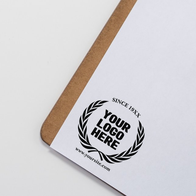 Laurel Wreath Your Business Logo Custom Rubber Stamp (Creator Uploaded)