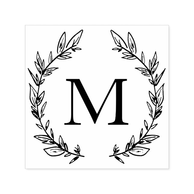 Laurels Elegant Monogram Typography Modern Minimal Self-inking Stamp (Design)