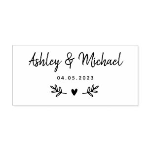 Laurels Leaves & Heart   Wedding Rubber Stamp