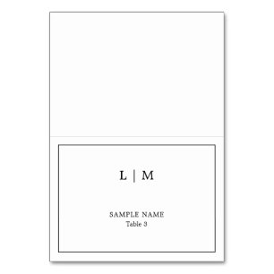 Lauren Black and White Monogram Elegant Wedding Table Number