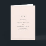 Lauren Blush Pink Monogram Elegant Wedding Programme<br><div class="desc">Simple folded wedding program featuring a modern yet elegant design. The cover has your two initial monogram along with your wedding details in grey over a blush pink background. The inside has your wedding party on the left side and your order of ceremony on the right side. The backside has...</div>