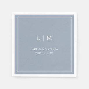Lauren Dusty Blue Monogram Elegant Wedding Napkin