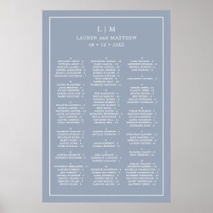 Lauren Dusty Blue Monogram Elegant Wedding Poster
