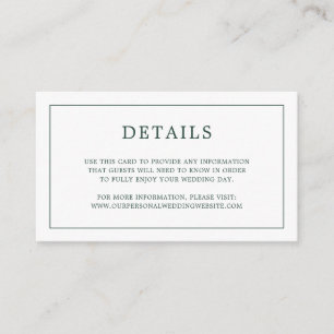 Lauren Forest Green Monogram Elegant Wedding Enclosure Card