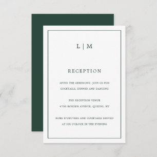 Lauren Forest Green Monogram Elegant Wedding Enclosure Card