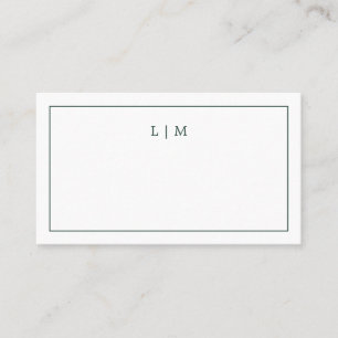 Lauren Forest Green Monogram Elegant Wedding Place Card