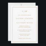 Lauren Gold Monogram Elegant Spanish Wedding Invitation<br><div class="desc">Simple Spanish wedding invitation featuring an elegant and timeless design with your two letter monogram at the top and your details surrounded by a thin border. All text is in a gold tone, over a white background. The font colour may be changed to any colour you wish by clicking the...</div>
