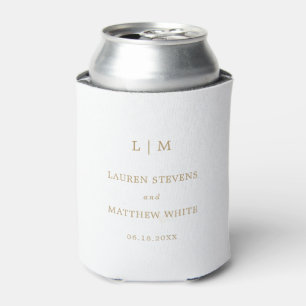 Lauren Gold Monogram Elegant Wedding Can Cooler
