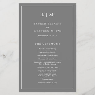 Lauren Gray Monogram Elegant Wedding Flyer