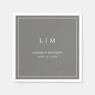 Lauren Grey Monogram Elegant Wedding Napkin