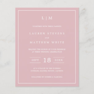 Lauren Pink Elegant Budget Wedding Invitation