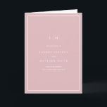 Lauren Pink Monogram Elegant Wedding Programme<br><div class="desc">Simple folded wedding program featuring a modern yet elegant design. The cover has your two initial monogram along with your wedding details in white over a dusty rose pink background. The inside has your wedding party on the left side and your order of ceremony on the right side. The backside...</div>