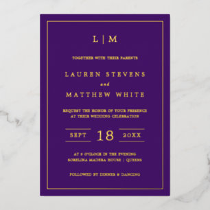 Lauren Purple Monogram Elegant Wedding