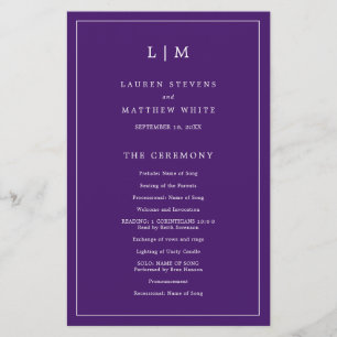 Lauren Purple Monogram Elegant Wedding