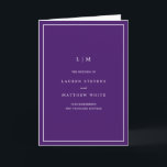 Lauren Purple Monogram Elegant Wedding Programme<br><div class="desc">Simple folded wedding program featuring a modern yet elegant design. The cover has your two initial monogram along with your wedding details in white over a purple background. The inside has your wedding party on the left side and your order of ceremony on the right side. The backside has your...</div>
