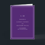 Lauren Purple Monogram Elegant Wedding Programme<br><div class="desc">Simple folded wedding program featuring a modern yet elegant design. The cover has your two initial monogram along with your wedding details in white over a purple background. The inside has your wedding party on the left side and your order of ceremony on the right side. The backside has your...</div>