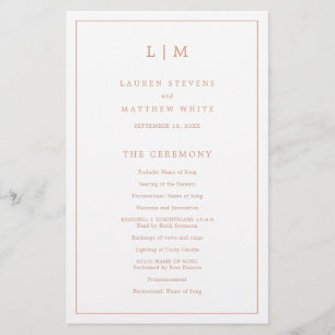 Lauren Rose Gold Monogram Elegant Wedding Flyer