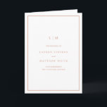 Lauren Rose Gold Monogram Elegant Wedding Programme<br><div class="desc">Simple folded wedding program featuring a modern yet elegant design. The cover has your two initial monogram along with your wedding details. The inside has your wedding party on the left side and your order of ceremony on the right side. The backside has your personal thank you message. All design...</div>