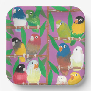 Lauren Rosenberg Original Parakeet 9" Square Paper Plate