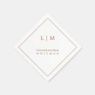 Lauren Terracotta Monogram Elegant Wedding Napkin
