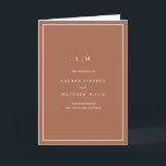 Lauren Terracotta Monogram Elegant Wedding Programme<br><div class="desc">Simple folded wedding program featuring a modern yet elegant design. The cover has your two initial monogram along with your wedding details in white over a terracotta / burnt orange / rust background. The inside has your wedding party on the left side and your order of ceremony on the right...</div>