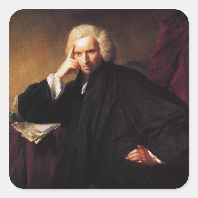 Laurence Sterne (painting by Sir Joshua Reynolds) Square Sticker (Front)