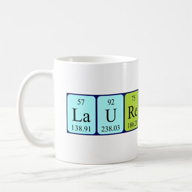 Laurencio periodic table name mug (Left)