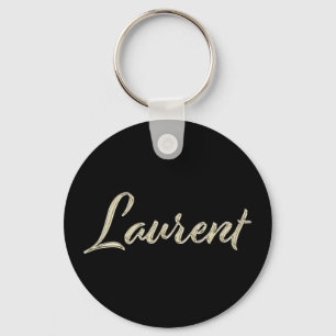 Laurent Name whitegold Button Keytag Key Ring
