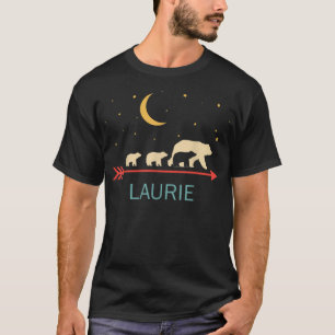 Laurie Name Gift Personalised Mama Bear With 3 Cub T-Shirt