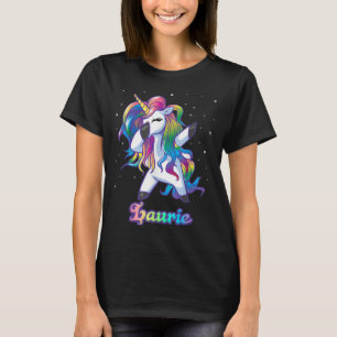 LAURIE Name Personalized Custom Rainbow Unicorn Da T-Shirt