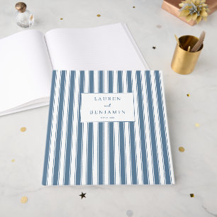 ** LAURIN AND BENJAMIN Elegant Blue Stripes Guest Book