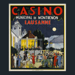 Lausanne, Casino Municipal de Montbenon Art Deco Poster<br><div class="desc">Gorgeous Art Deco poster for the Casino of Lausanne in Switzerland,  finely printed in stone-lithography circa 1930. A high quality reproduction print.</div>