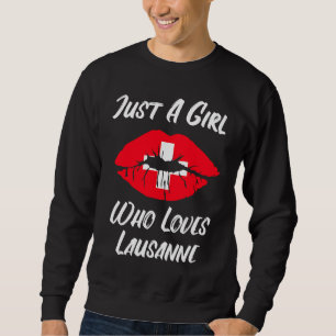Lausanne Lips Mouth Love Switzerland Flag Sweatshirt